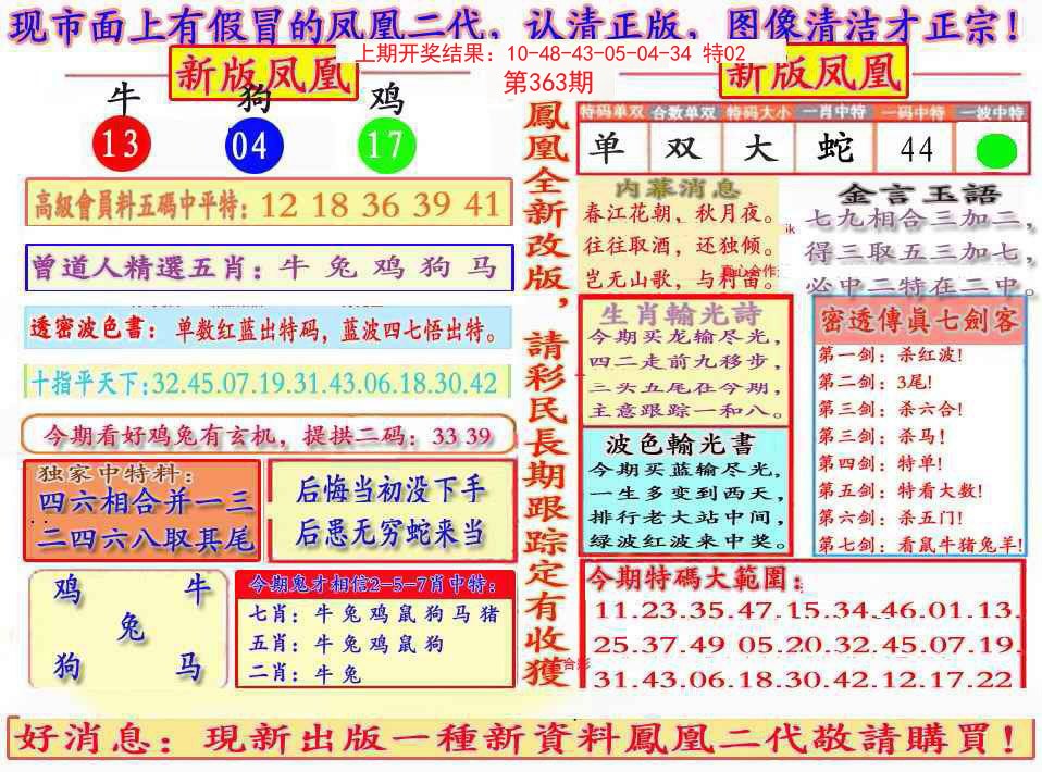 2024363期另二代凤凰报