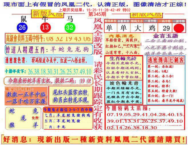 2024345期另二代凤凰报