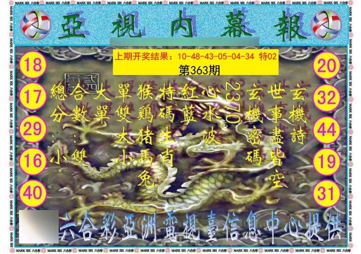 2024363期亚视内幕报