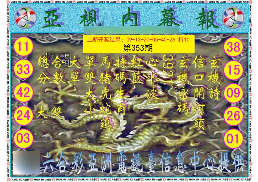 2024353期亚视内幕报