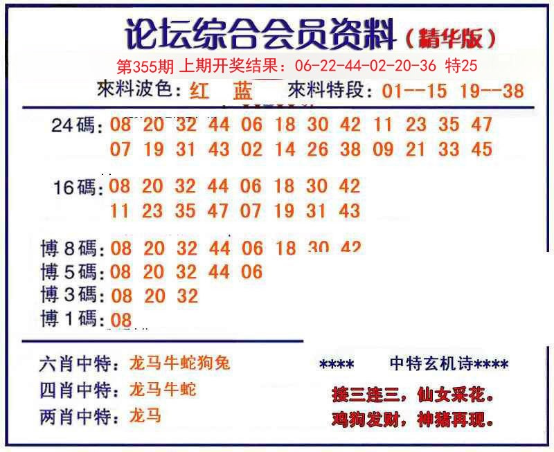 2024355期综合会员资料