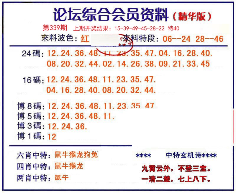 2024339期综合会员资料