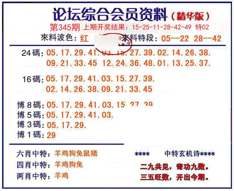2024345期综合会员资料