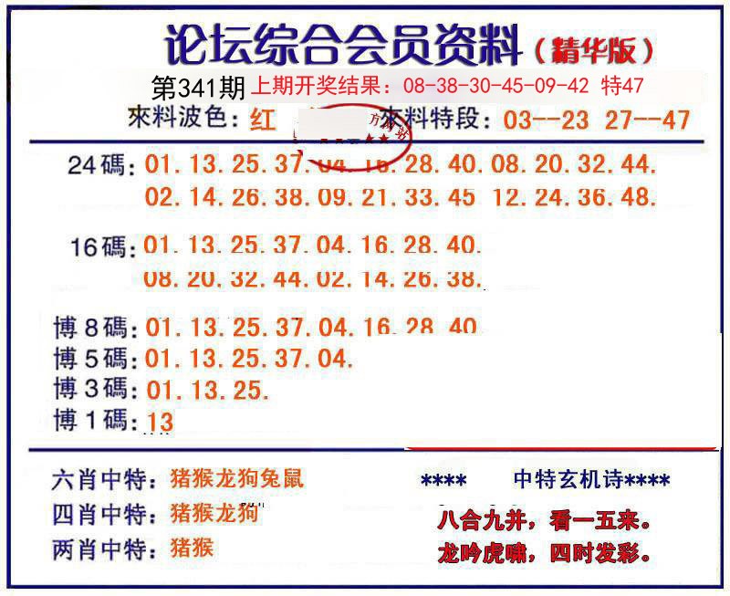 2024341期综合会员资料
