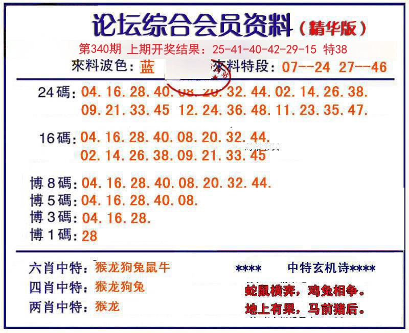2024340期综合会员资料