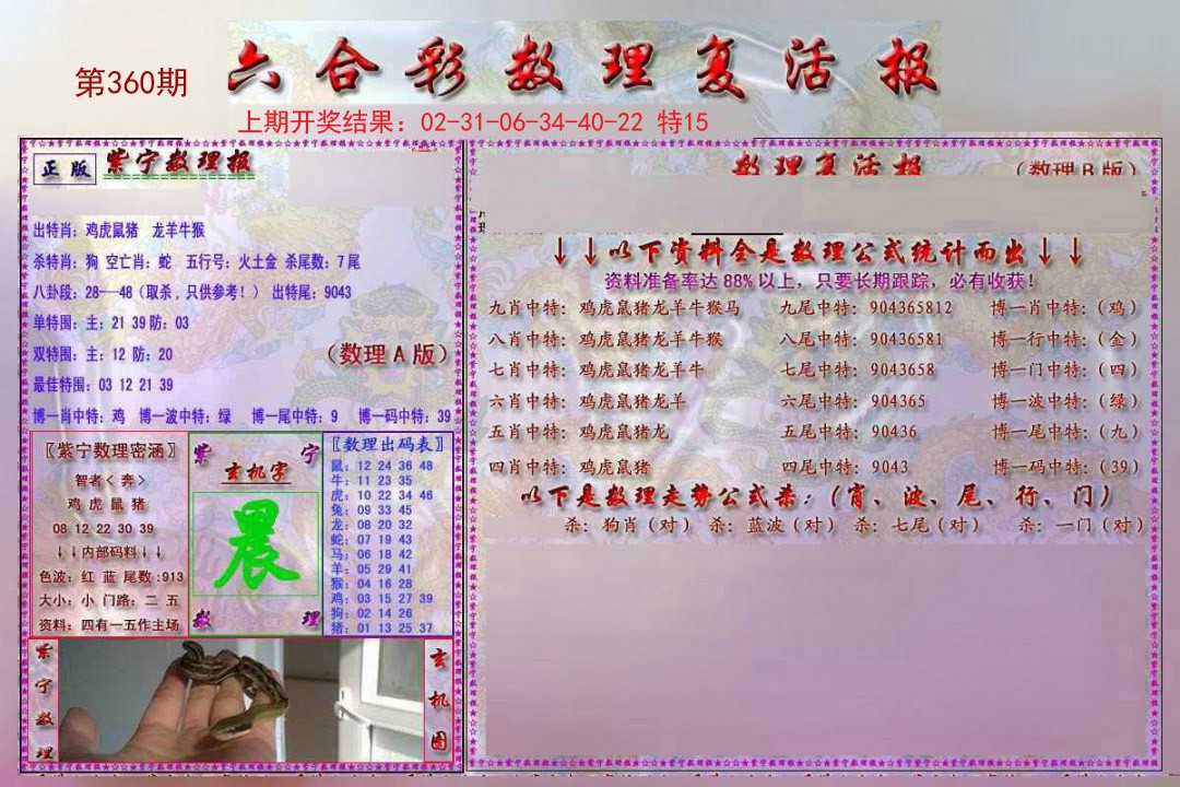 2024360期数理复活报