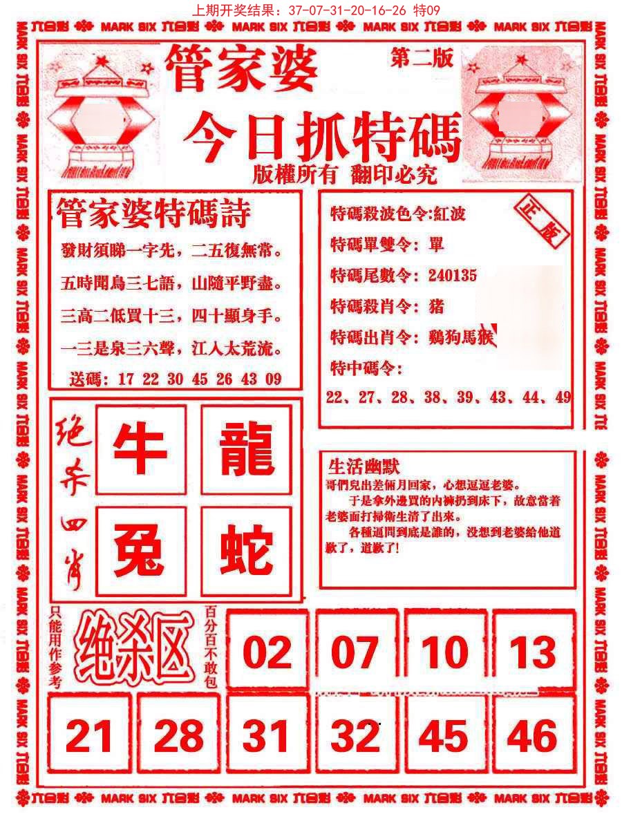 2024358期管家婆抓特码B