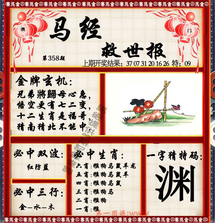2024358期马经救世报