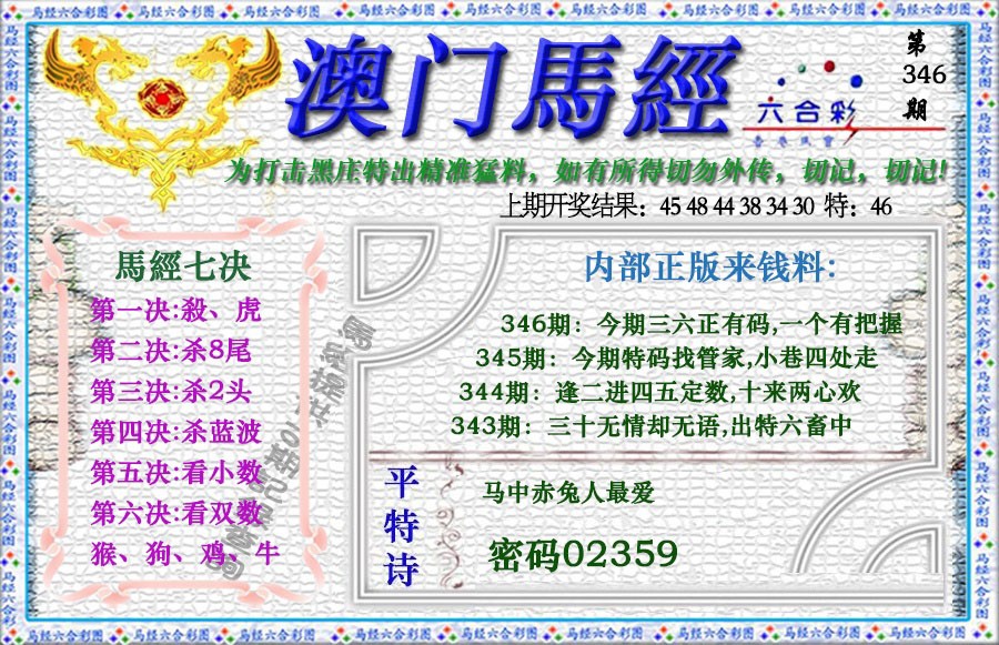 2024346期马经