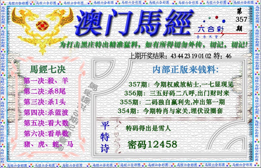 2024357期马经