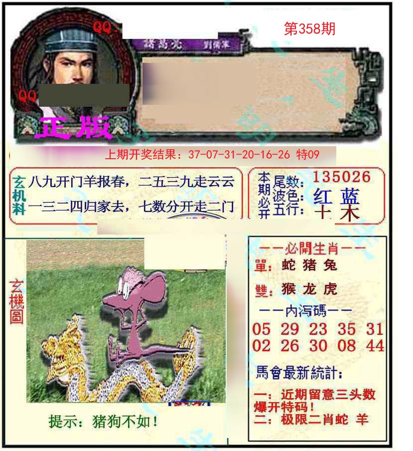 2024358期正宗孔明