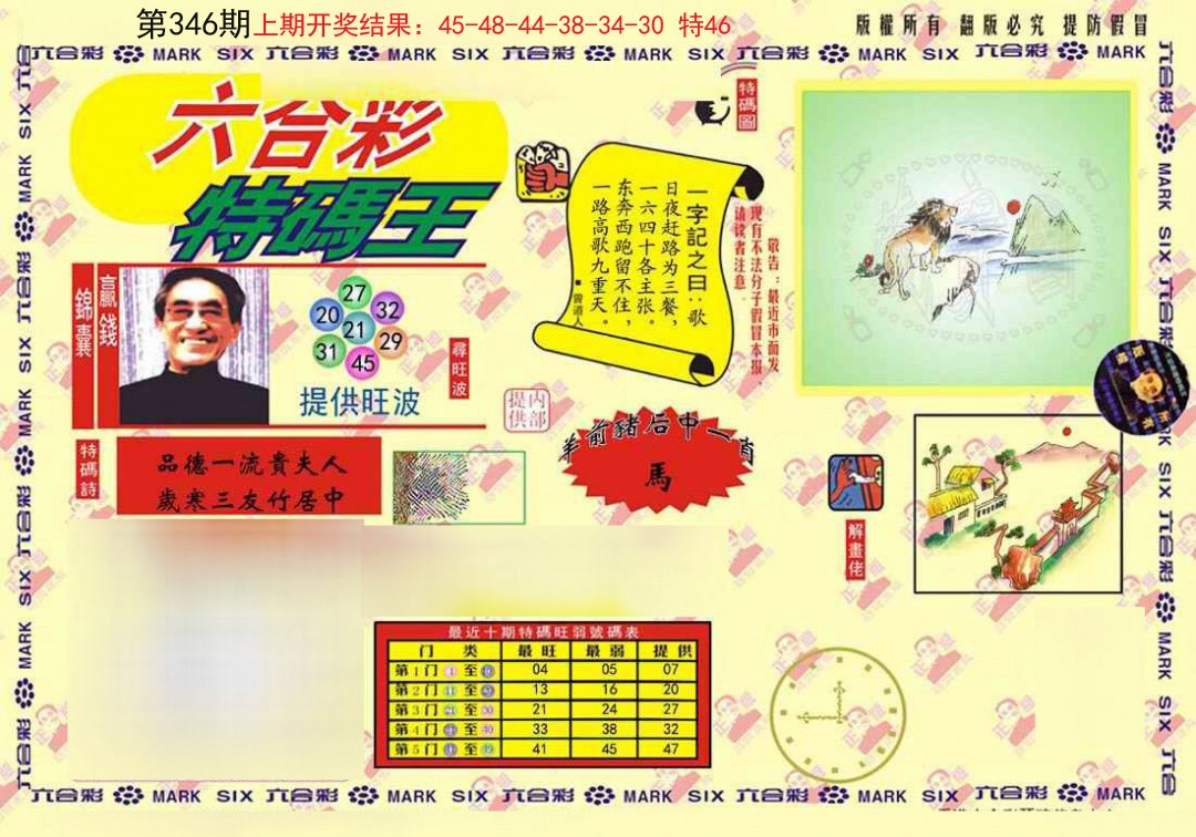 2024346期心水特码(信封)