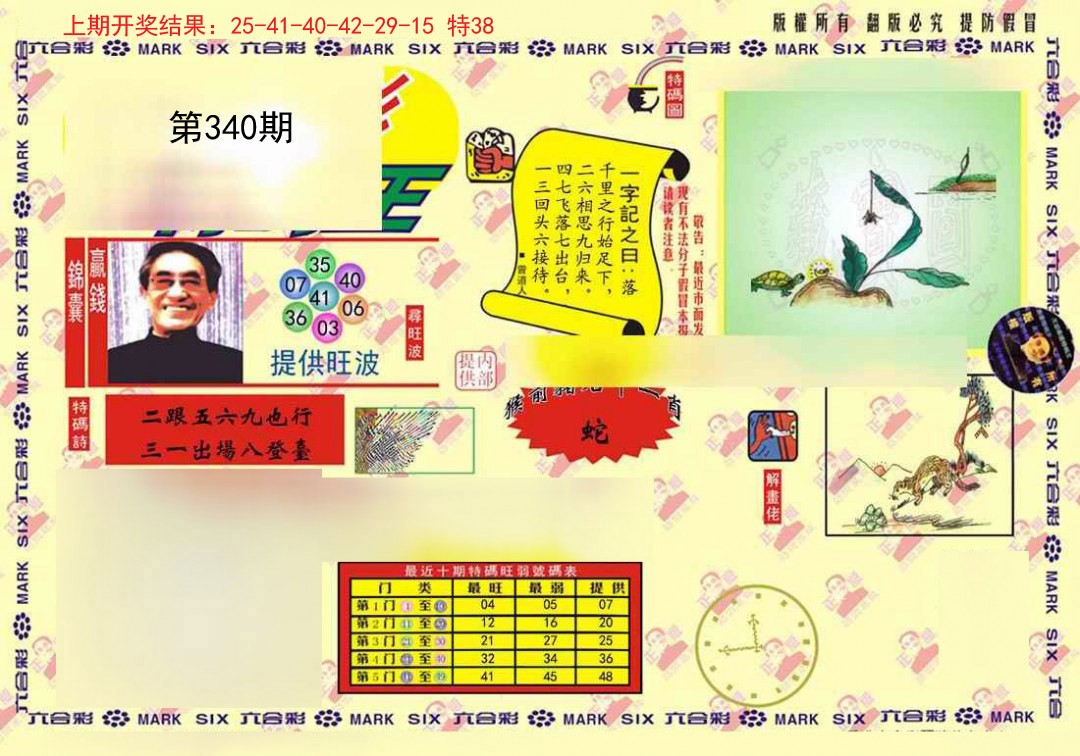 2024340期心水特码(信封)