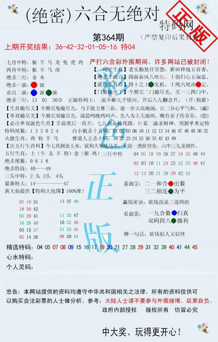 2024364期六合无绝对