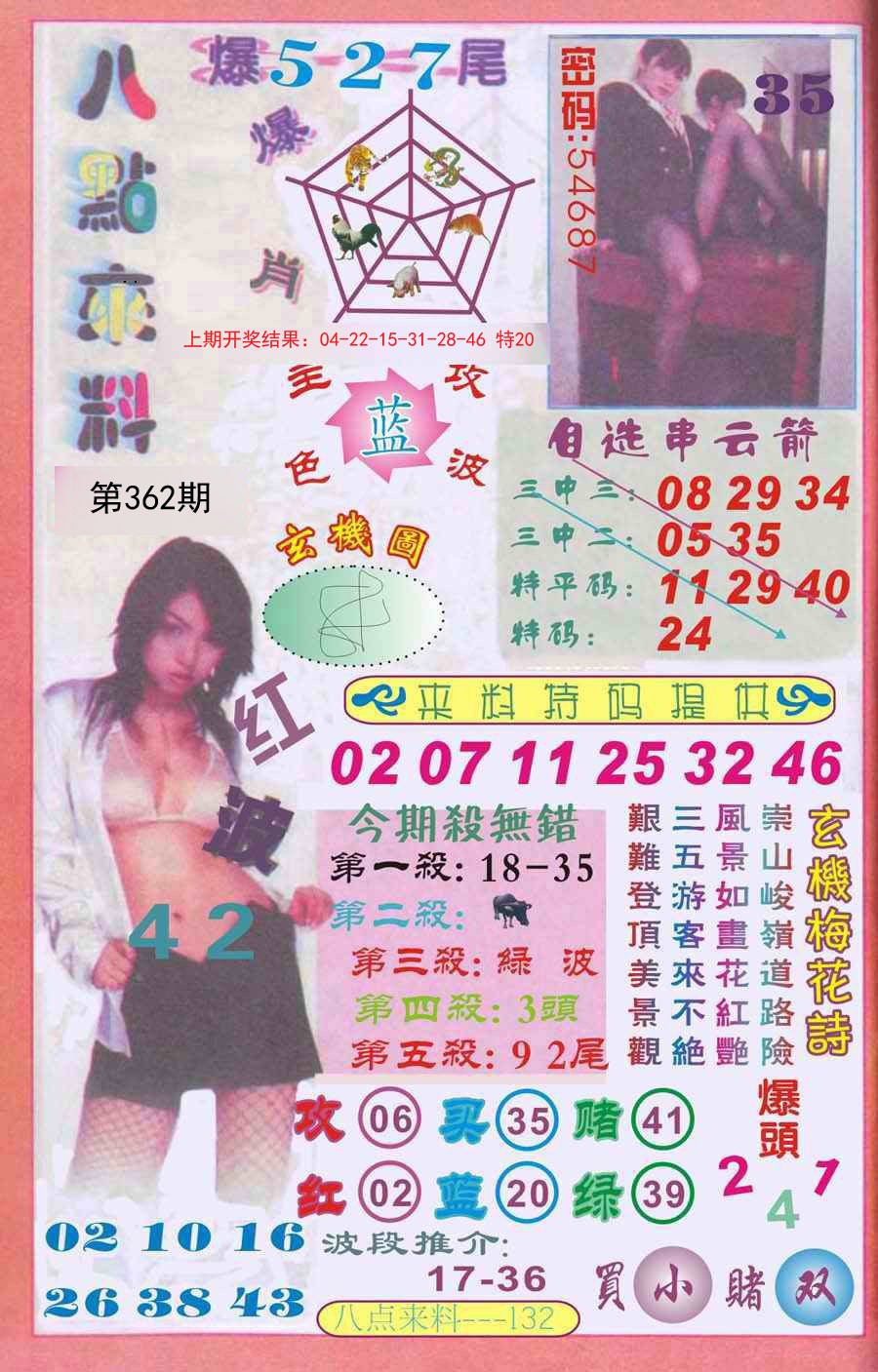 2024362期传真八点来料