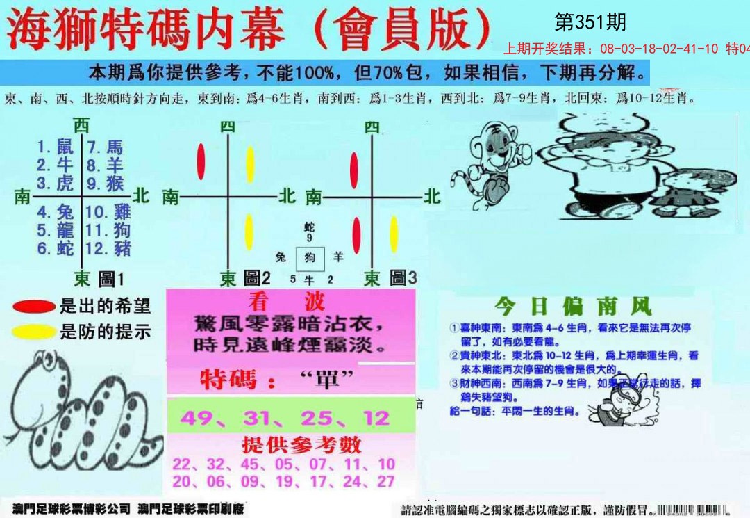 2024351期另版海狮特码内幕报