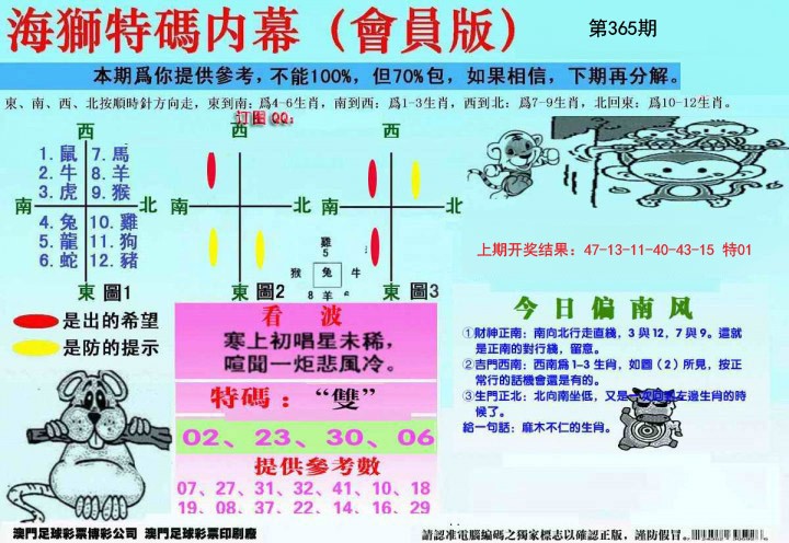 2024365期另版海狮特码内幕报