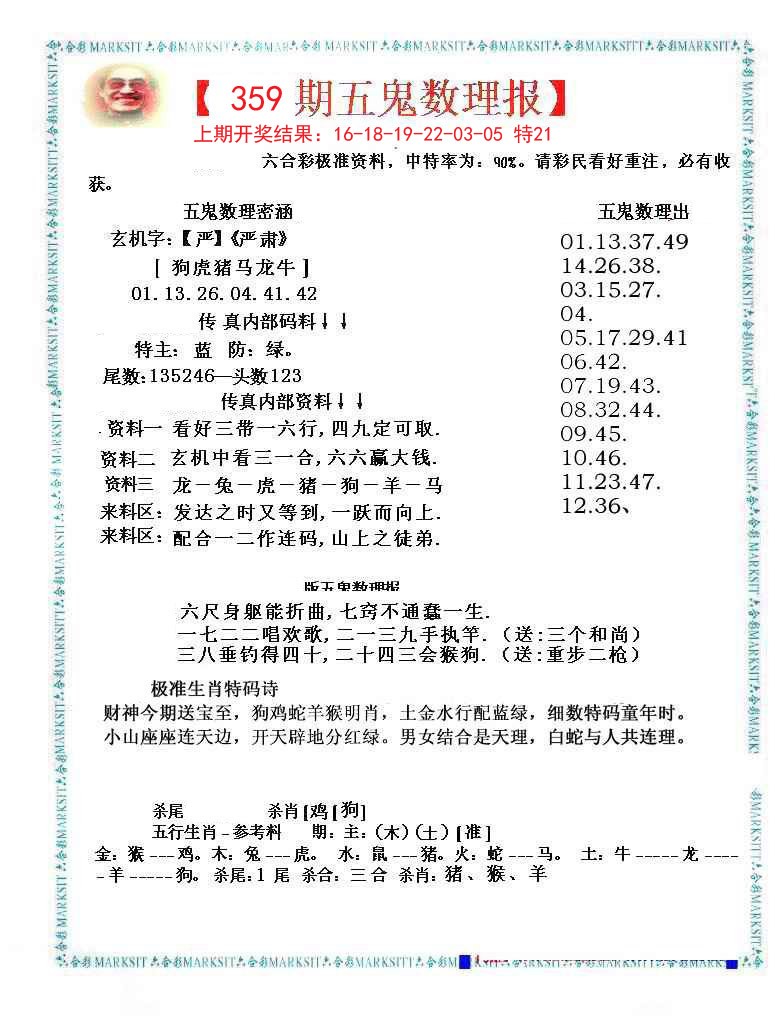 2024359期五鬼数理报