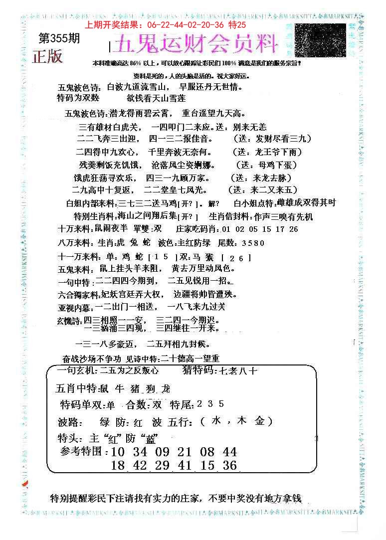2024355期五鬼数理报