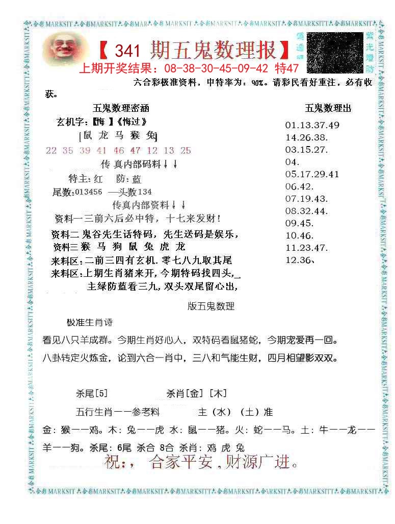 2024341期五鬼数理报