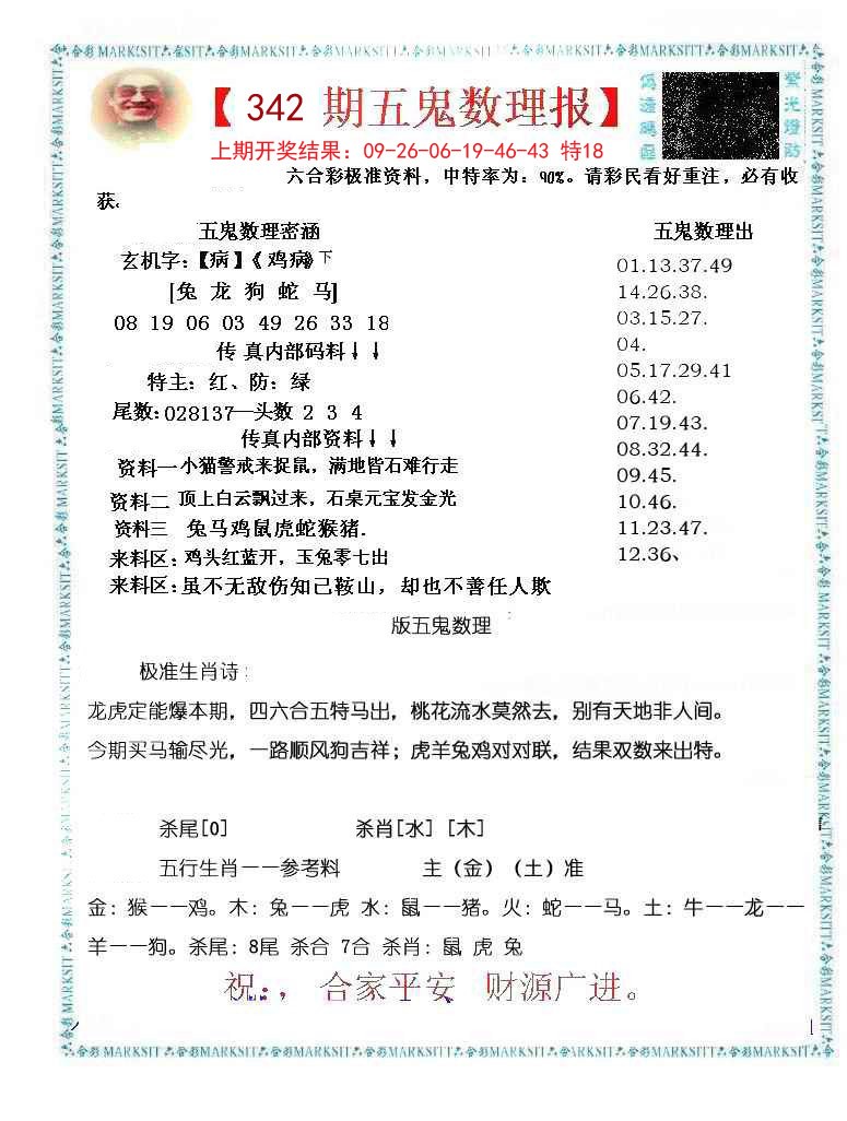 2024342期五鬼数理报