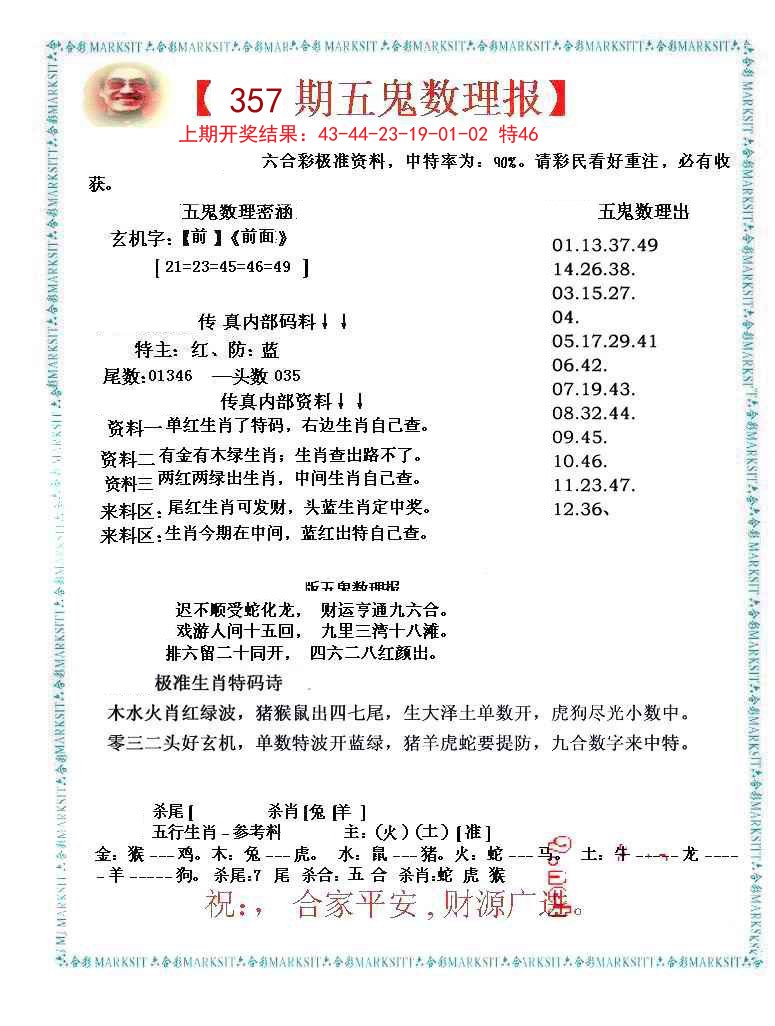 2024357期五鬼数理报