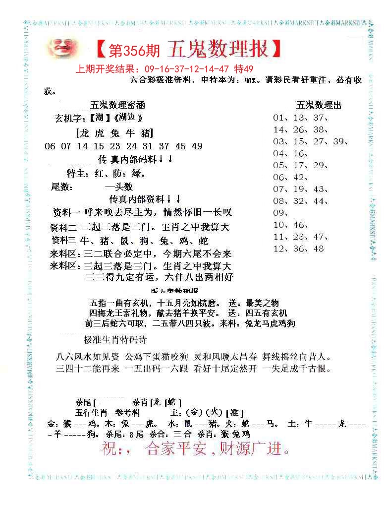 2024356期五鬼数理报