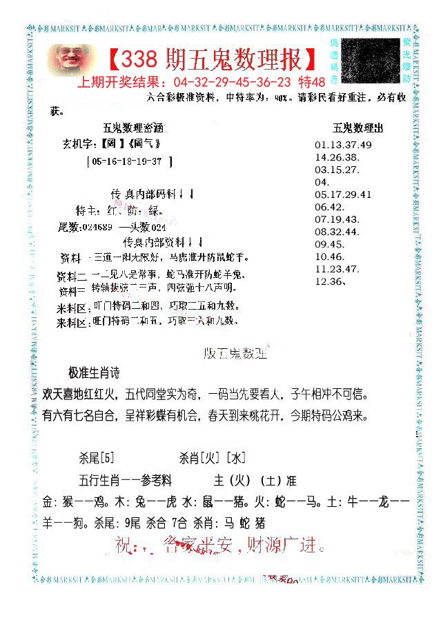 2024338期五鬼数理报