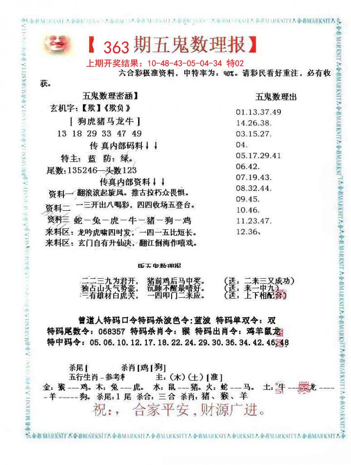 2024363期五鬼数理报