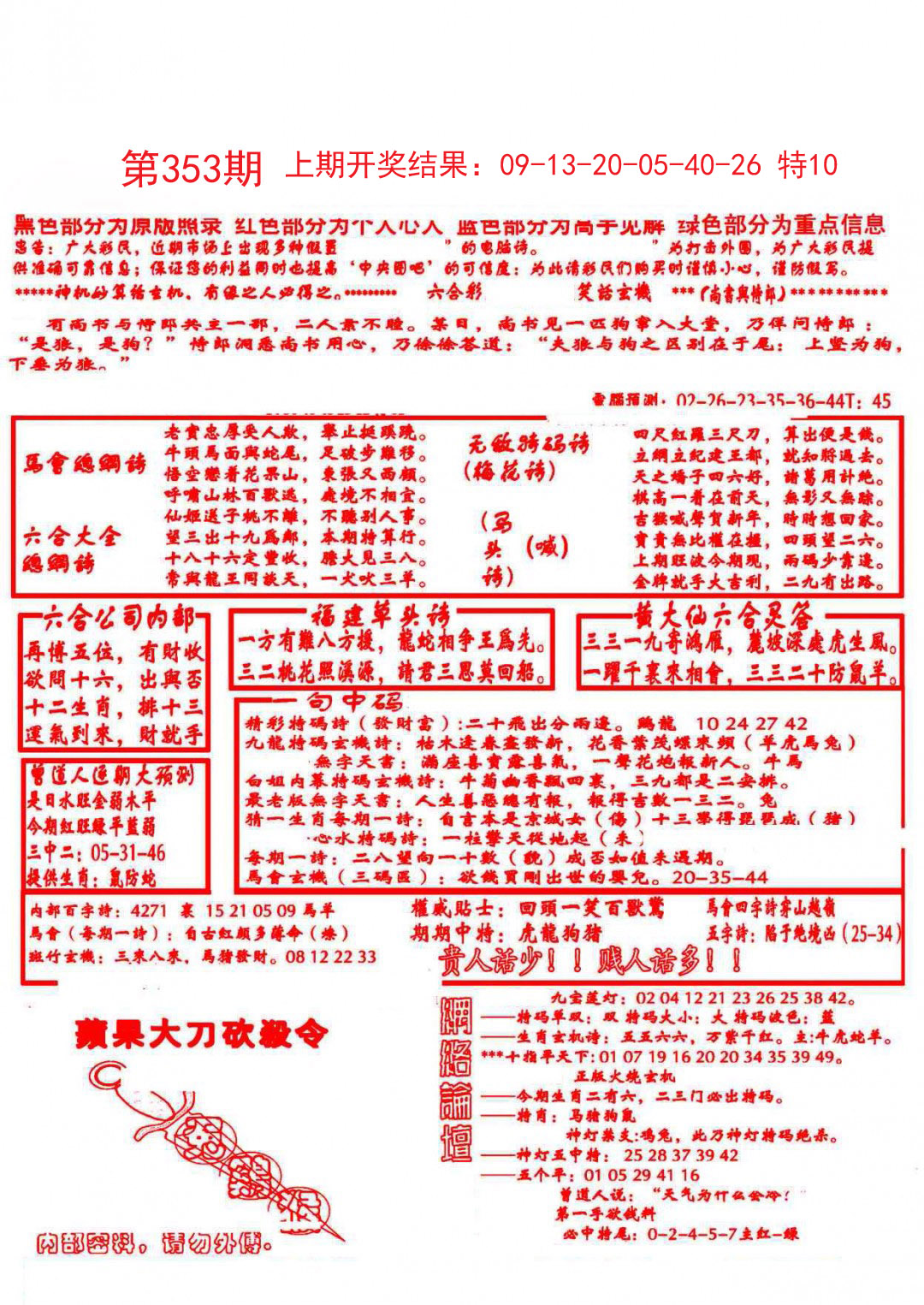 2024353期大刀彩霸王B