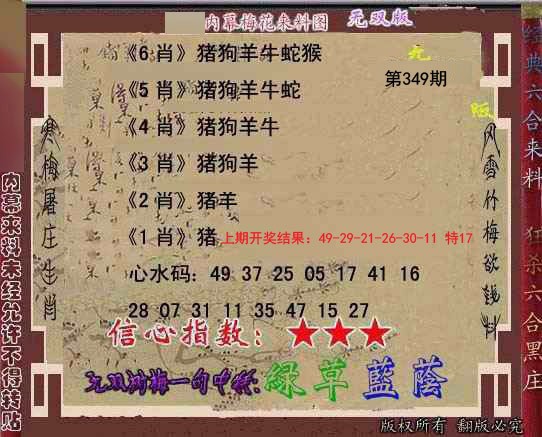 2024349期独家梅花来料