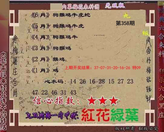 2024358期独家梅花来料