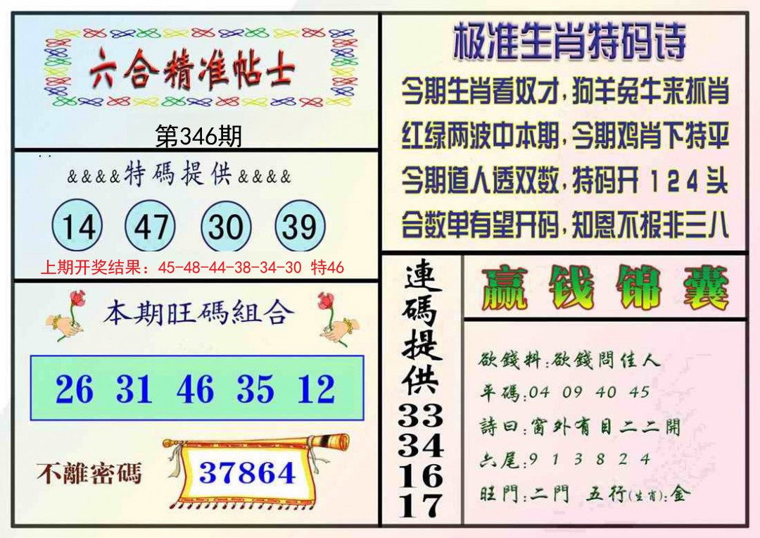 2024346期精准贴士