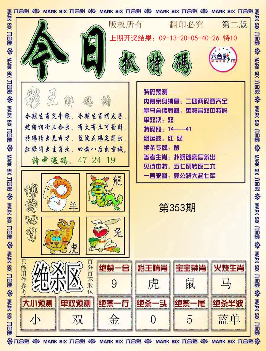 2024353期今日抓特码-B