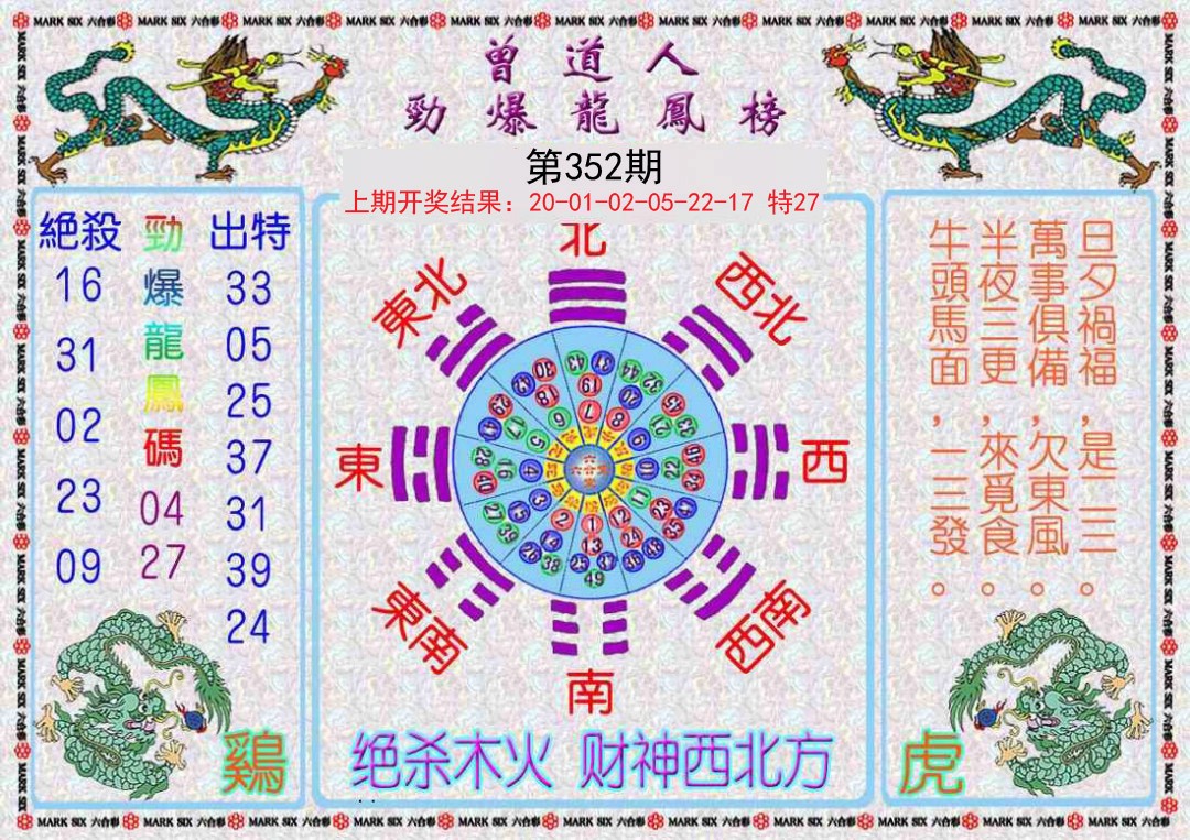 2024352期曾道人劲爆龙凤榜
