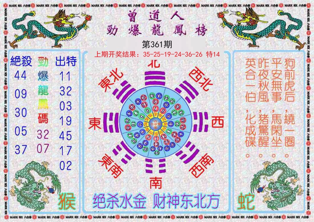 2024361期曾道人劲爆龙凤榜