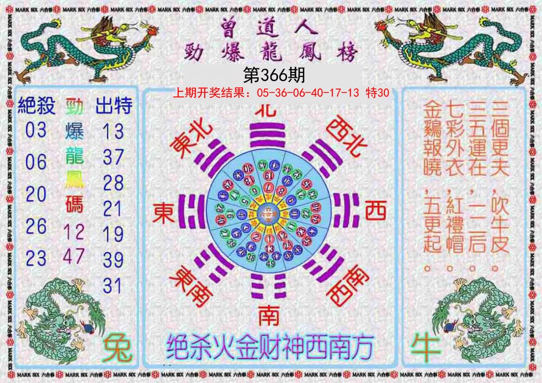 2024366期曾道人劲爆龙凤榜
