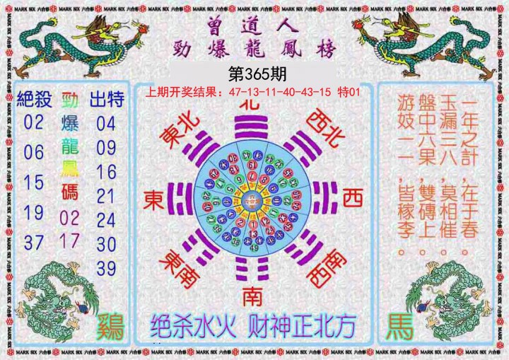 2024365期曾道人劲爆龙凤榜