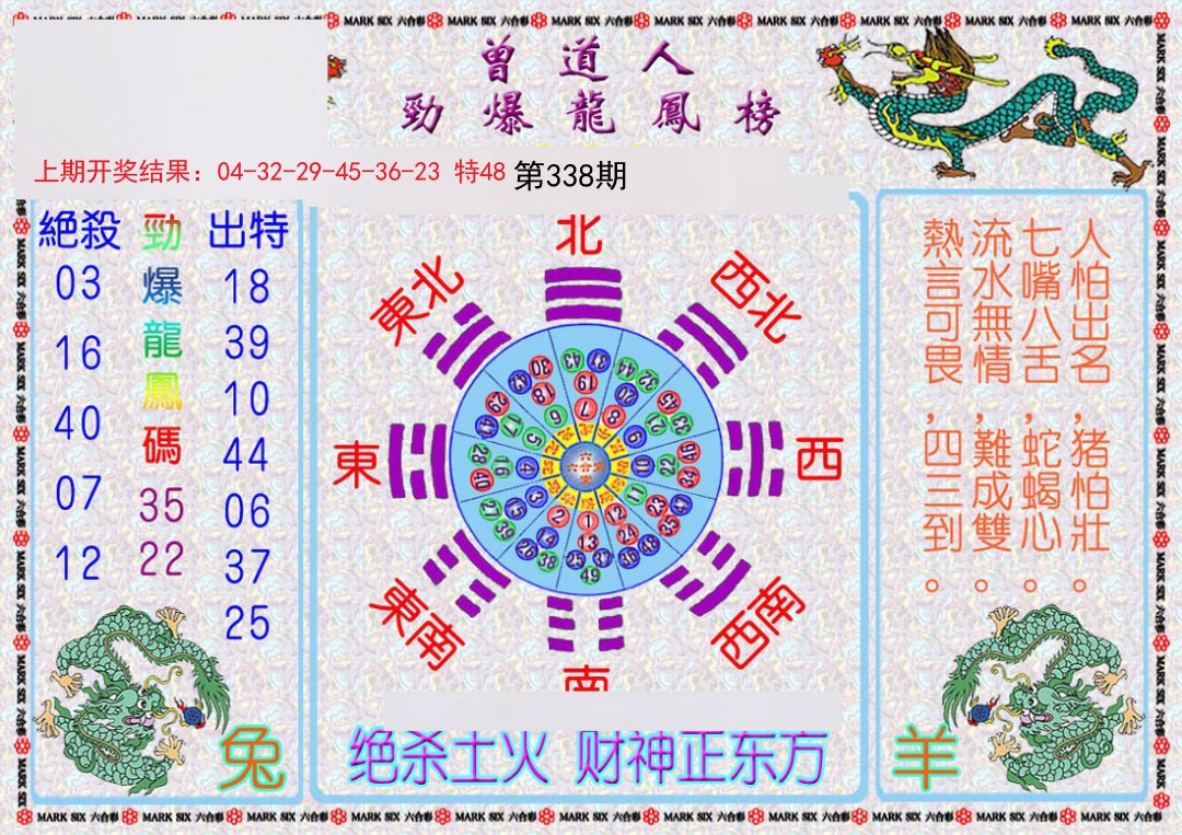 2024338期曾道人劲爆龙凤榜