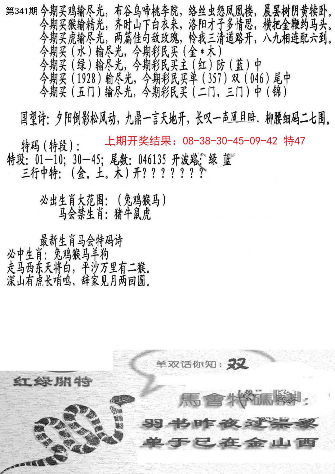 2024341期蛇报B