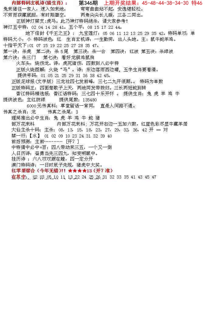 2024346期五星报B
