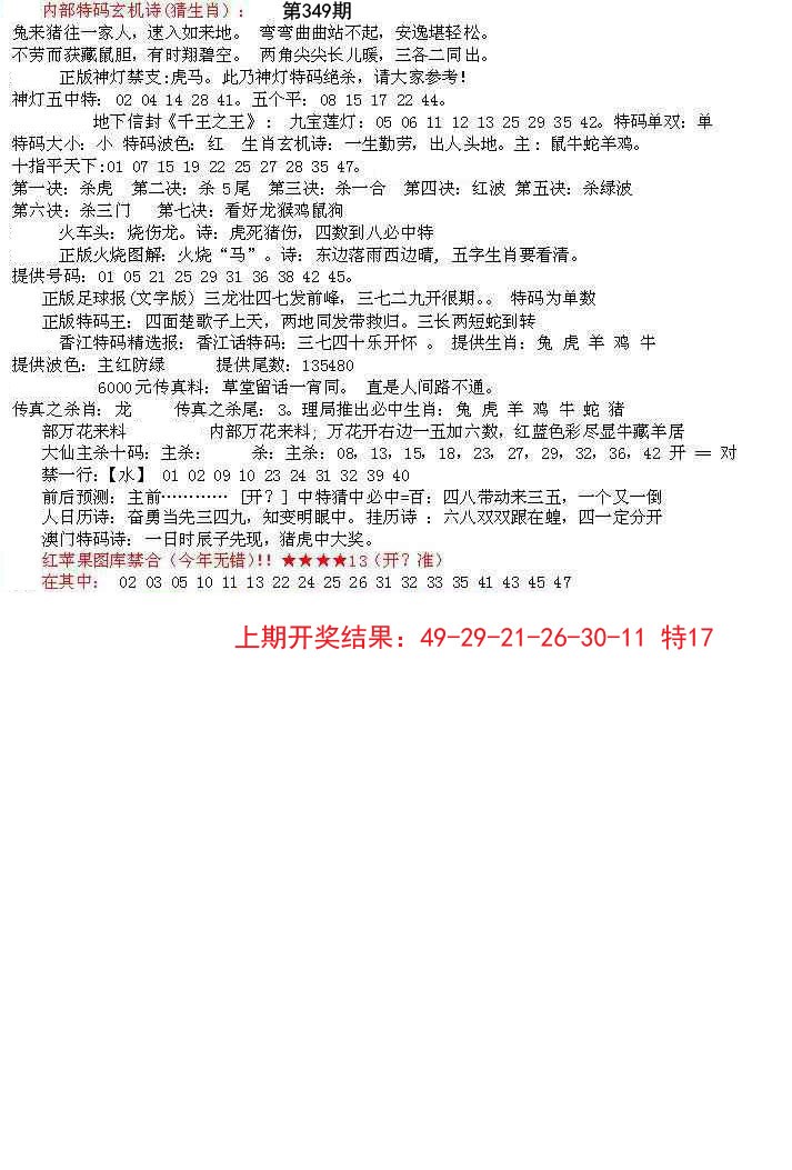 2024349期五星报B