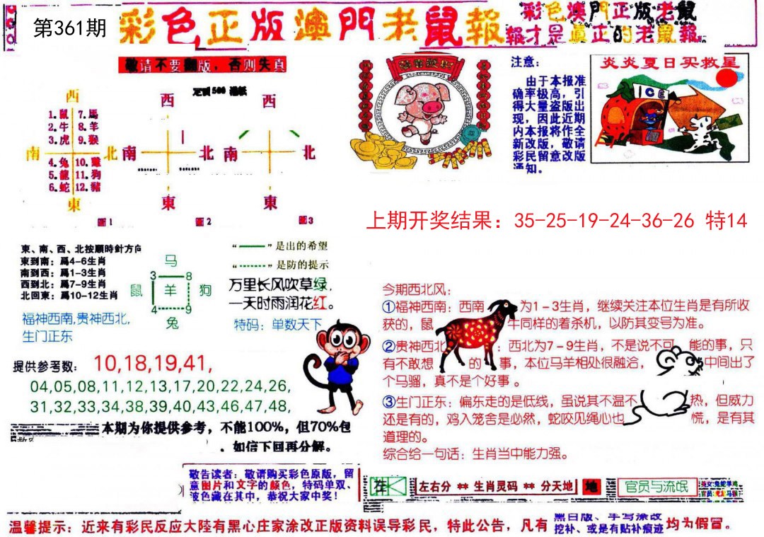 2024361期彩色正版澳门老鼠报