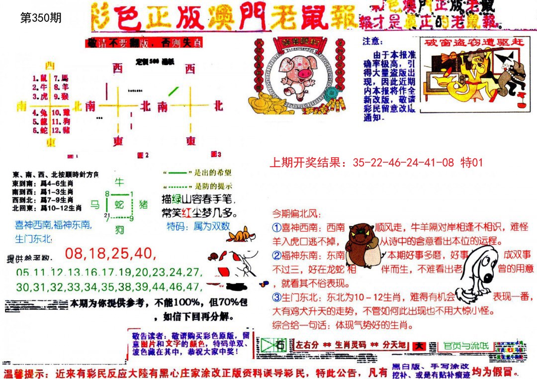 2024350期彩色正版澳门老鼠报