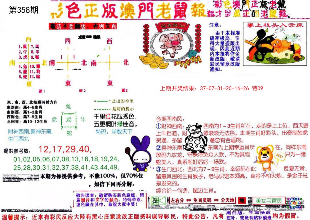 2024358期彩色正版澳门老鼠报