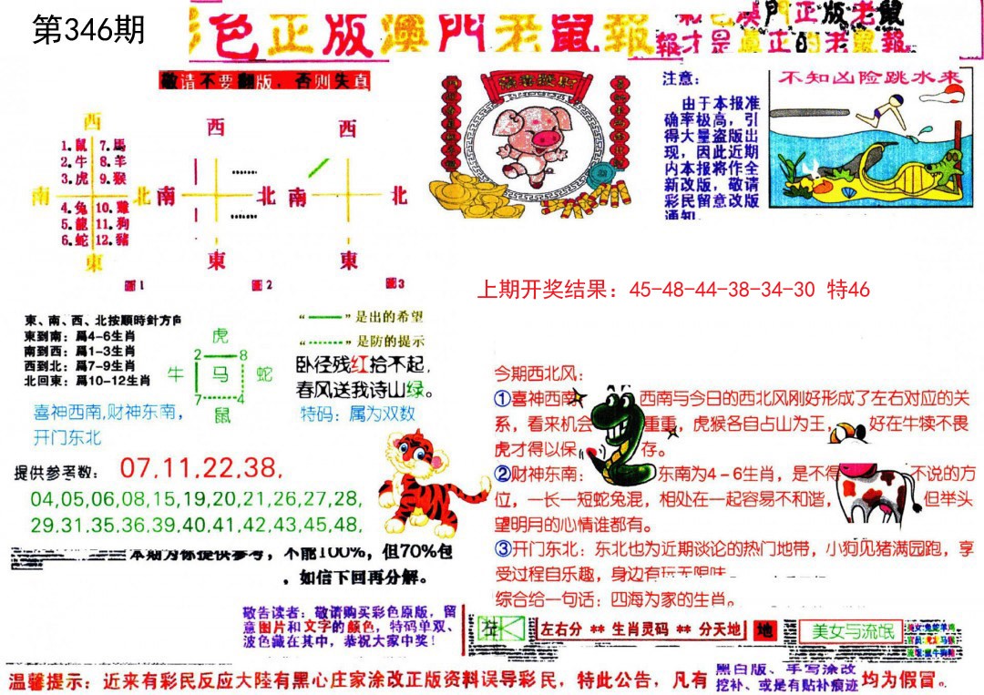 2024346期彩色正版澳门老鼠报