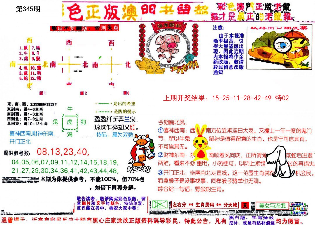 2024345期彩色正版澳门老鼠报