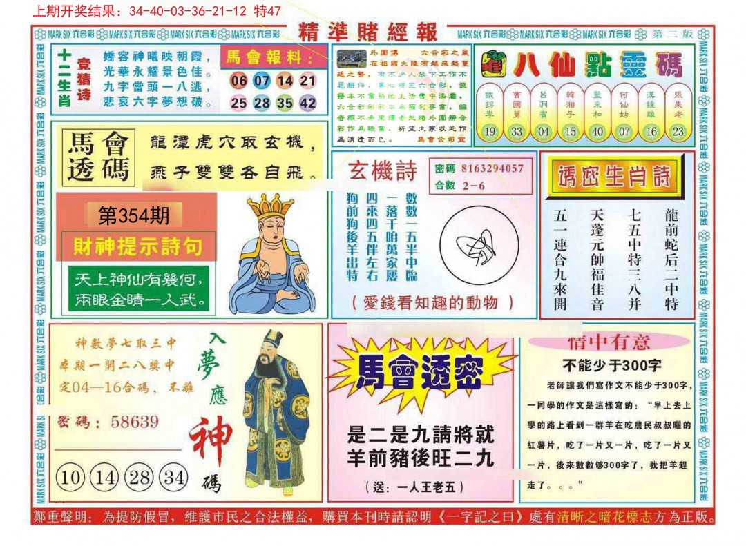2024354期精准赌经报B