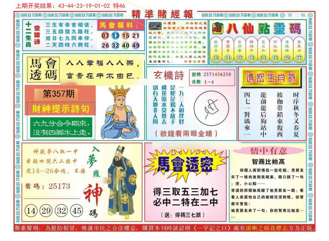 2024357期精准赌经报B