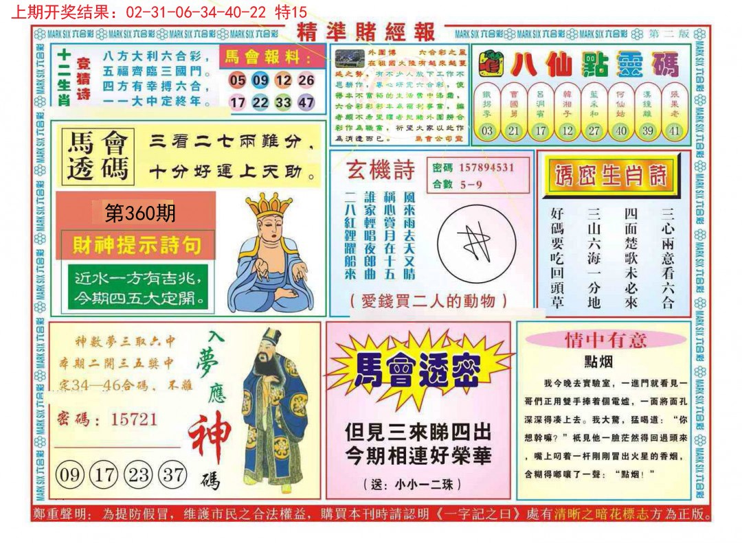 2024360期精准赌经报B